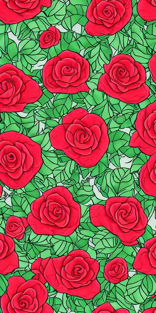 Image similar to seamless pattern of beautiful roses with leaves and throns, colourful, symmetrical, repeating 35mm photography