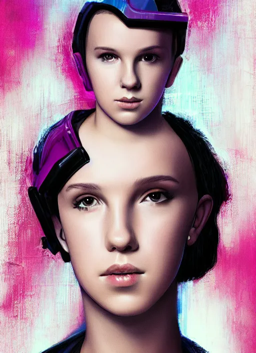 Image similar to Portrait of cyberpunk Millie Bobby Brown