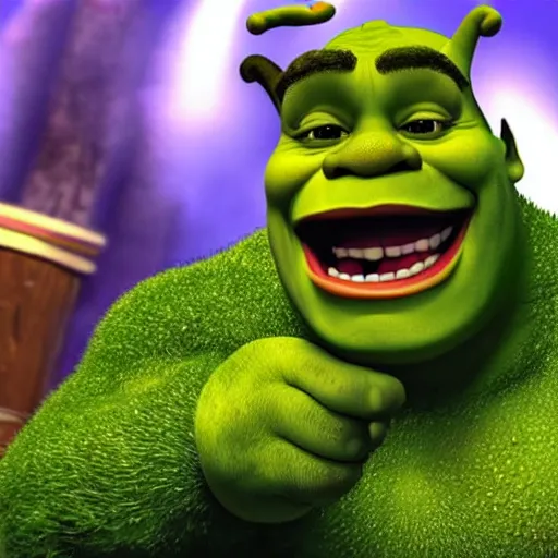 Prompt: Gigachad photorealistic Shrek singing 8k