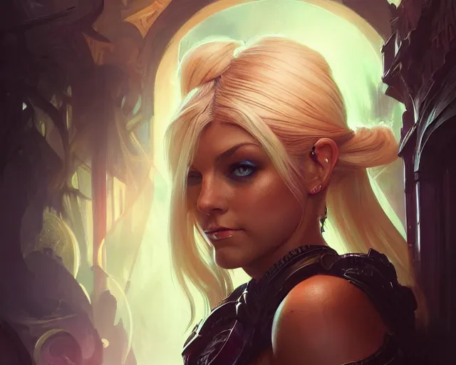 Prompt: photography of alexa bliss, deep focus, d & d, fantasy, intricate, elegant, highly detailed, digital painting, artstation, concept art, matte, sharp focus, illustration, hearthstone, art by artgerm and greg rutkowski and alphonse mucha