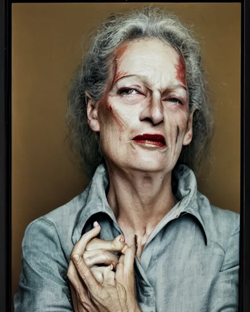 Image similar to the most evil person in the world, photo portrait by annie liebovitz