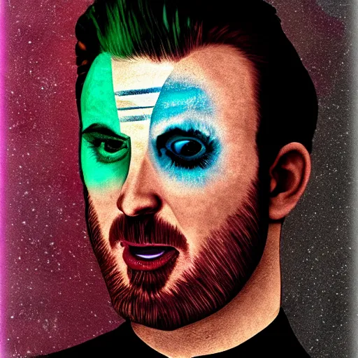 Image similar to inverted colors macabre chris evans as a muppet