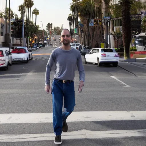 Image similar to andrew tate walking in las angeles