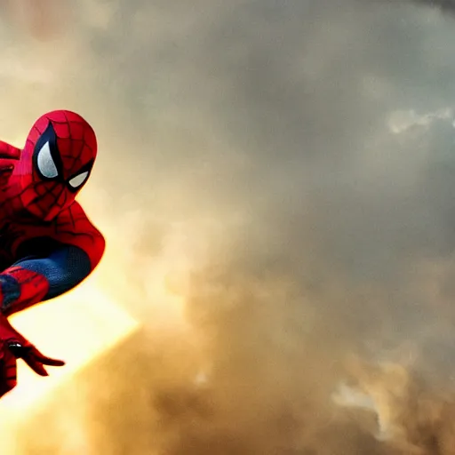 Image similar to ryan reynolds as spider - man, cinematic, volumetric lighting, f 8 aperture, cinematic eastman 5 3 8 4 film, photorealistic