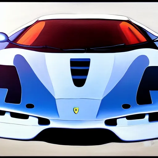 Image similar to a oil painting of a front view ferrari f - 4 0 in white background, cinematic, epic composition, hd, digital painting, digital art, masterpiece, award - winning