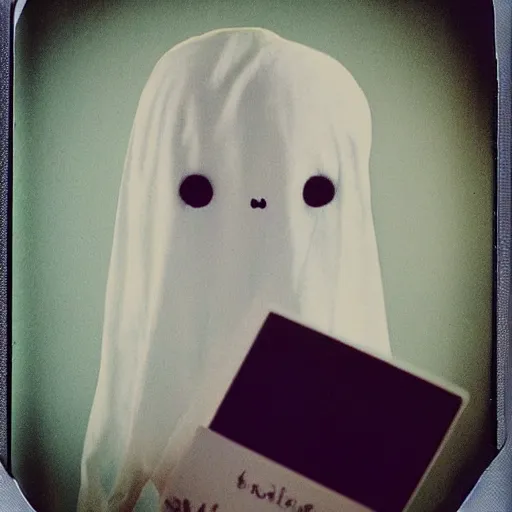 Prompt: adorable ghost polaroid, smol, aesthetic