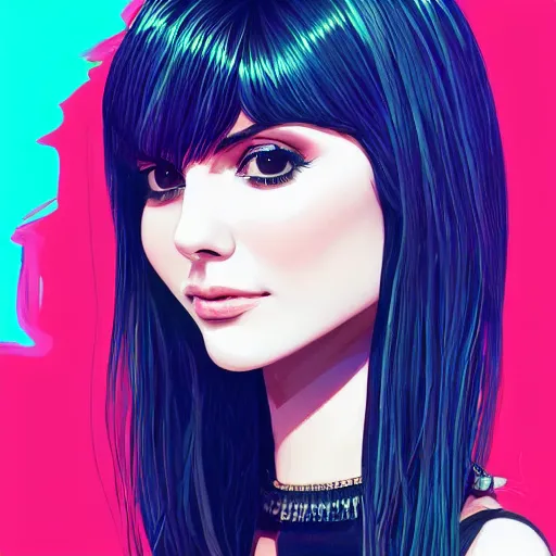 Image similar to victoria justice. underground box office hit, fantasy and seventies italian horror movie, unreal engine, intricate, ultra detailed 8 k, ambient occlusion, best, cool, extremely beautiful and aesthetic shape of face and neck, art by hiroaki samura and ilya kuvshinov and rossdraws andy warhol