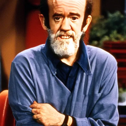 Prompt: george carlin on the show seinfeld, sitcom,
