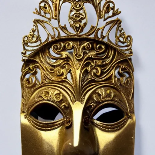 Image similar to gorgeous actor mask, cinema vintage camera model, clapperboard statue with gold filigree + carved marble