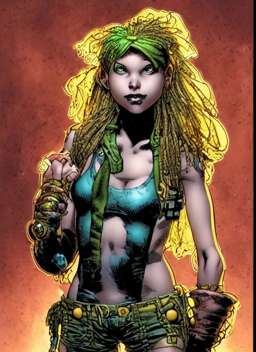 Prompt: a portrait of a pretty sewer punk young lady by david finch