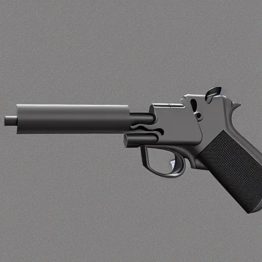 Image similar to a gun for people without hands, 3d render, 4k, ultra realistic