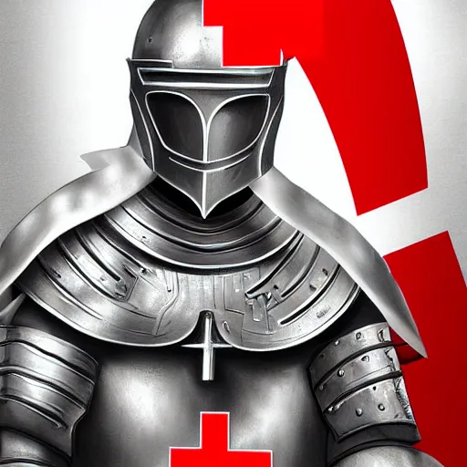 Prompt: man in crusader armor and white cloak with big red cross on it digital art realistic high detail