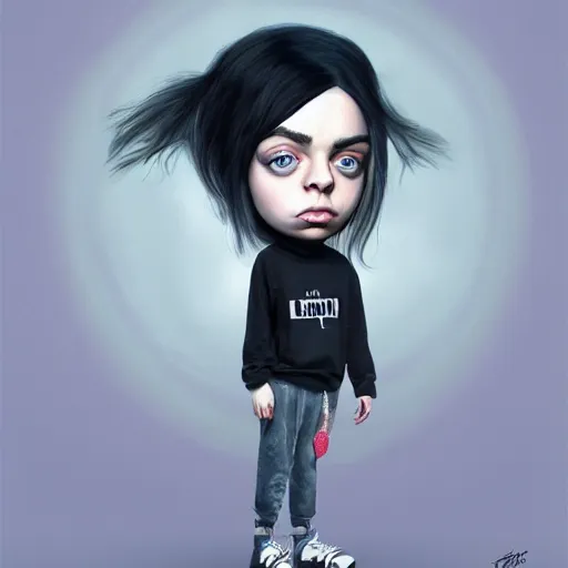 Prompt: cartoon painting of billie eilish by michal karcz | loony toons style