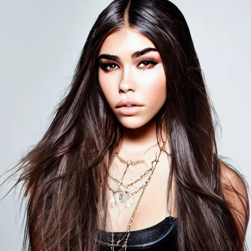 Prompt: 4k,ultra detailed portrait of Madison Beer by Rachel Ruysch