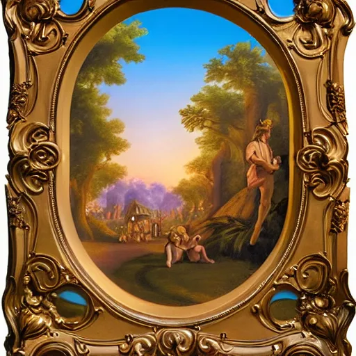 Prompt: baroque rococo cake painting by greg hildebrandt light background