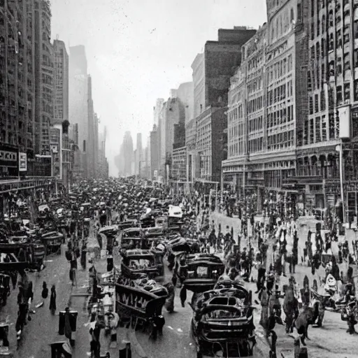 Prompt: a newyork street raided by million rabbit