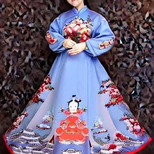 Image similar to a beautiful dress, chinese style, ghibli style - n