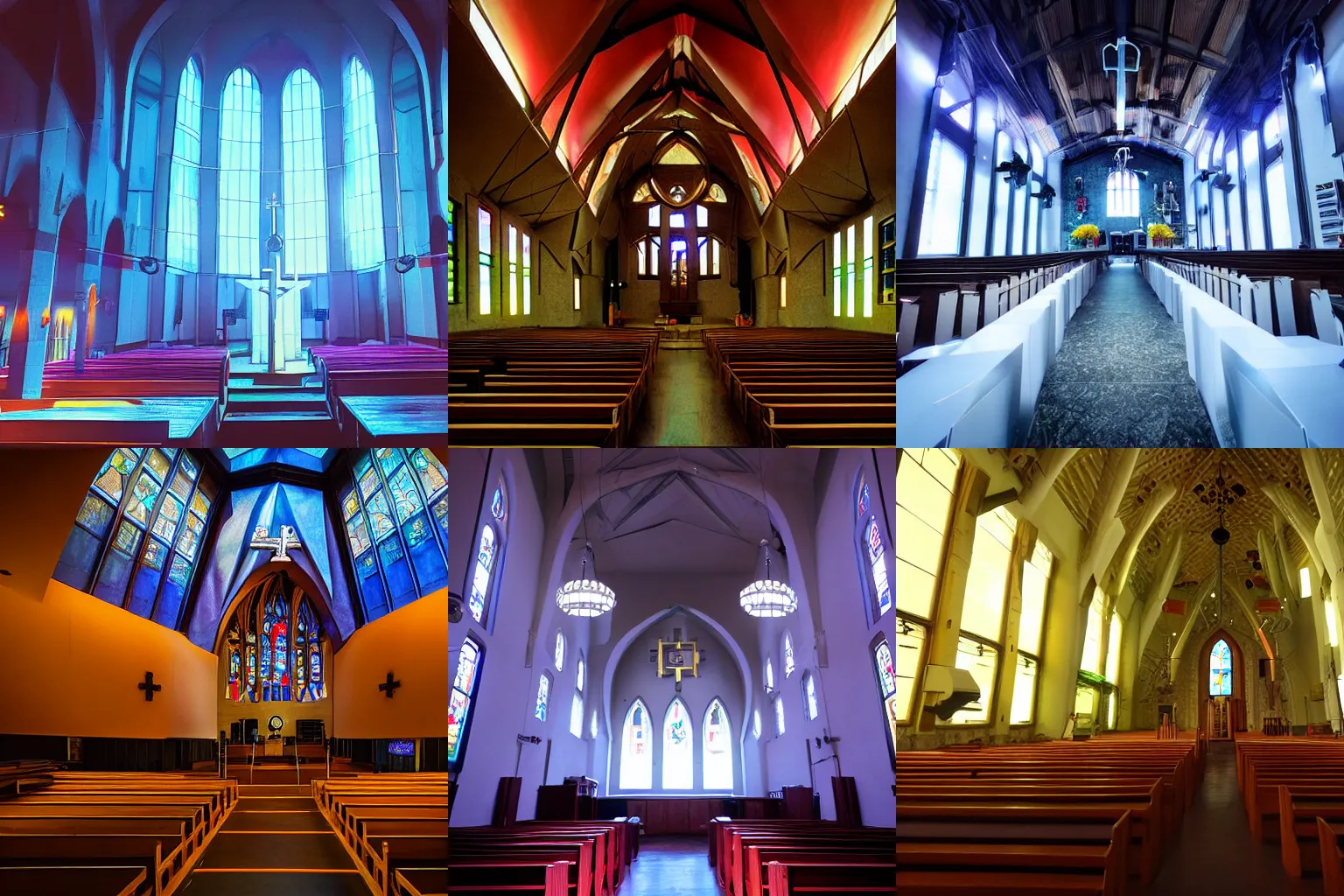 Prompt: cyberpunk church, professional lighting