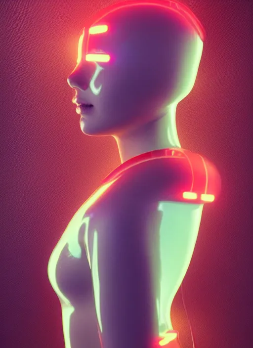 Image similar to a cool looking scandinavian female humanoid with freckled cheeks, cyber neon lighting, futurism, intricate futuristic jewelry accessories, cyberpunk glossy white latex swimsuit, profile posing, hyper photorealistic, crispy quality, digital photography, trending in artstation, trending in pinterest, cinematic, 4 k ultra hd, art by pascal blanche, art by greg rutkowski,