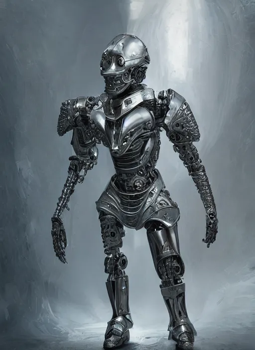 Image similar to portrait of a futuristic silver armored knight district 9 cyborg with inside it an xeonmorph alien, modern fine art, fractal, intricate, elegant, highly detailed, digital photography, subsurface scattering, by jheronimus bosch and greg rutkowski,