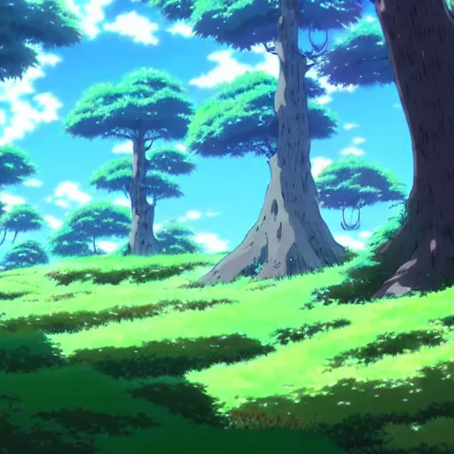 Image similar to anime style trees, environmental art animation background, studio ghibli, makoto shinkai