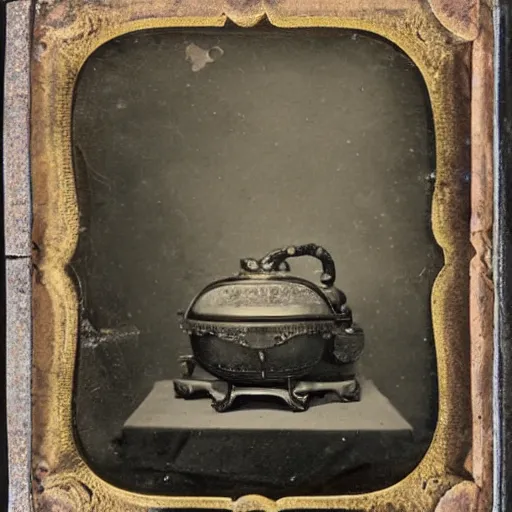 Image similar to Tintype photograph of exotic objects, magic objects, ethnographic museum, nature and culture, 1920s studio lighting.