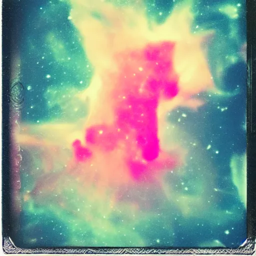Prompt: experimental astrophotography nebula pickled dyed pickled warmed polaroid