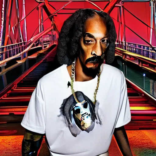 Prompt: snoop dog on the bridge of the enterprice,