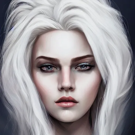 Image similar to a portrait of white hair girl, art by samdoesart, highly detailed, digital painting, concept art, sharp focus, illustration, trending on artstaion