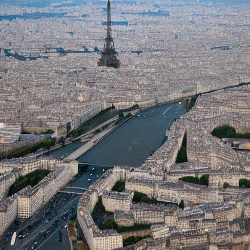 Prompt: aerial photo of paris with a flood of 6 0 meters high, realistic, 4 k