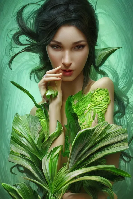 Image similar to ultra realistic illustration, cinema 4 d art, banana plants drawing, jade background, elegant, highly detailed, digital painting, concept art, intricate, swirl, smooth, sharp focus, illustration, art by artgerm and greg rutkowski and alphonse mucha