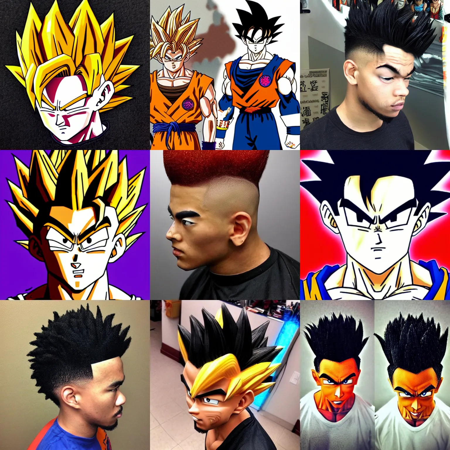 Image similar to dragon ball z goku with a hightop fade