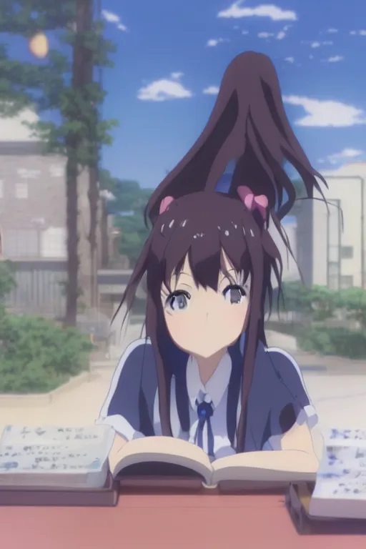 Image similar to An anime high school girl, portrait, Makoto Shinkai, kyoto animation, aniplex