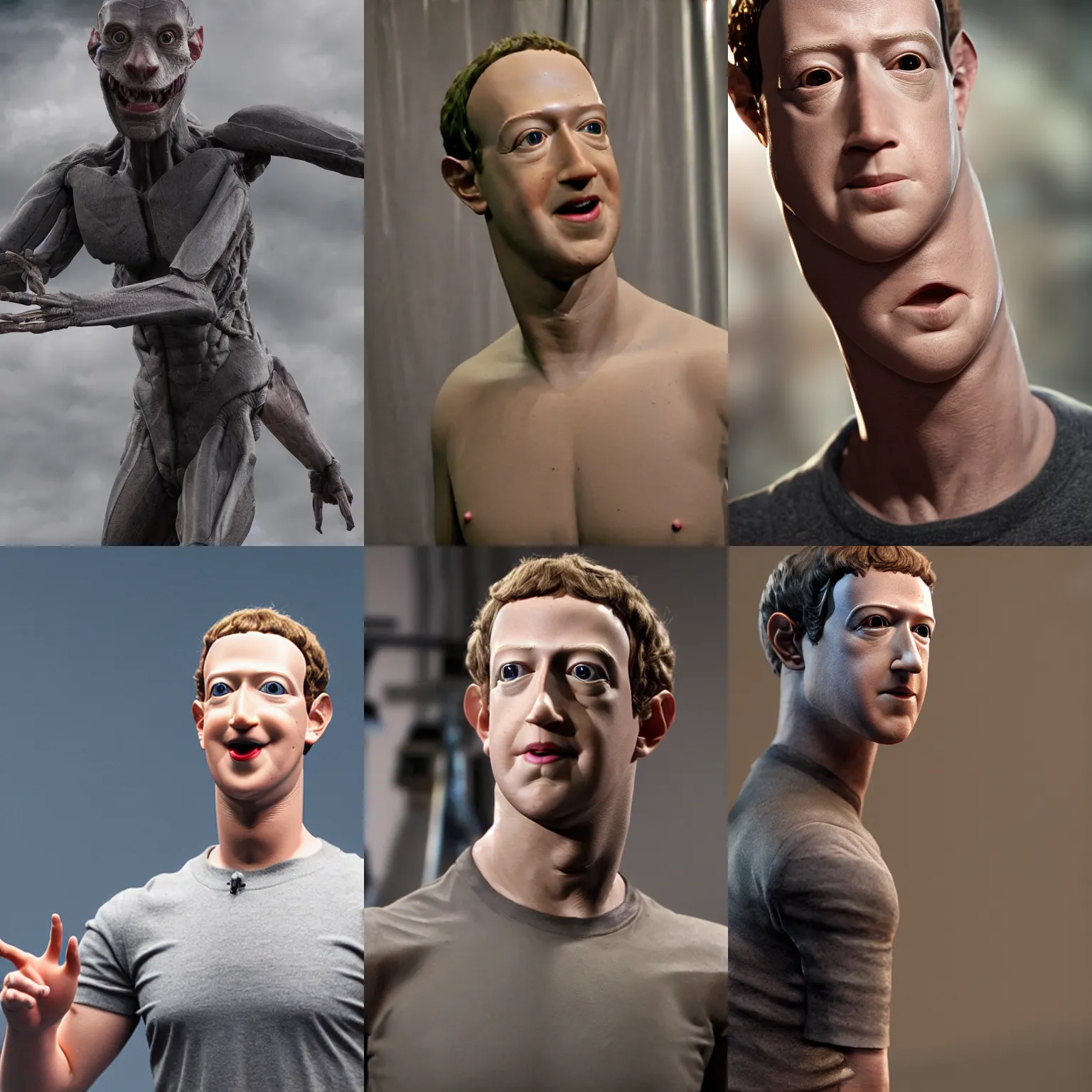 Prompt: Mark Zuckerberg animatronic built by Stan Winston Studios, practical effects, 4k, high quality