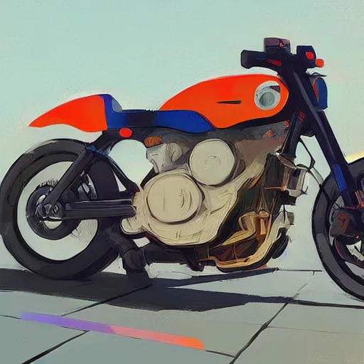 Image similar to 🌈 abstract concept motorcycle by atey ghailan and edward hopper