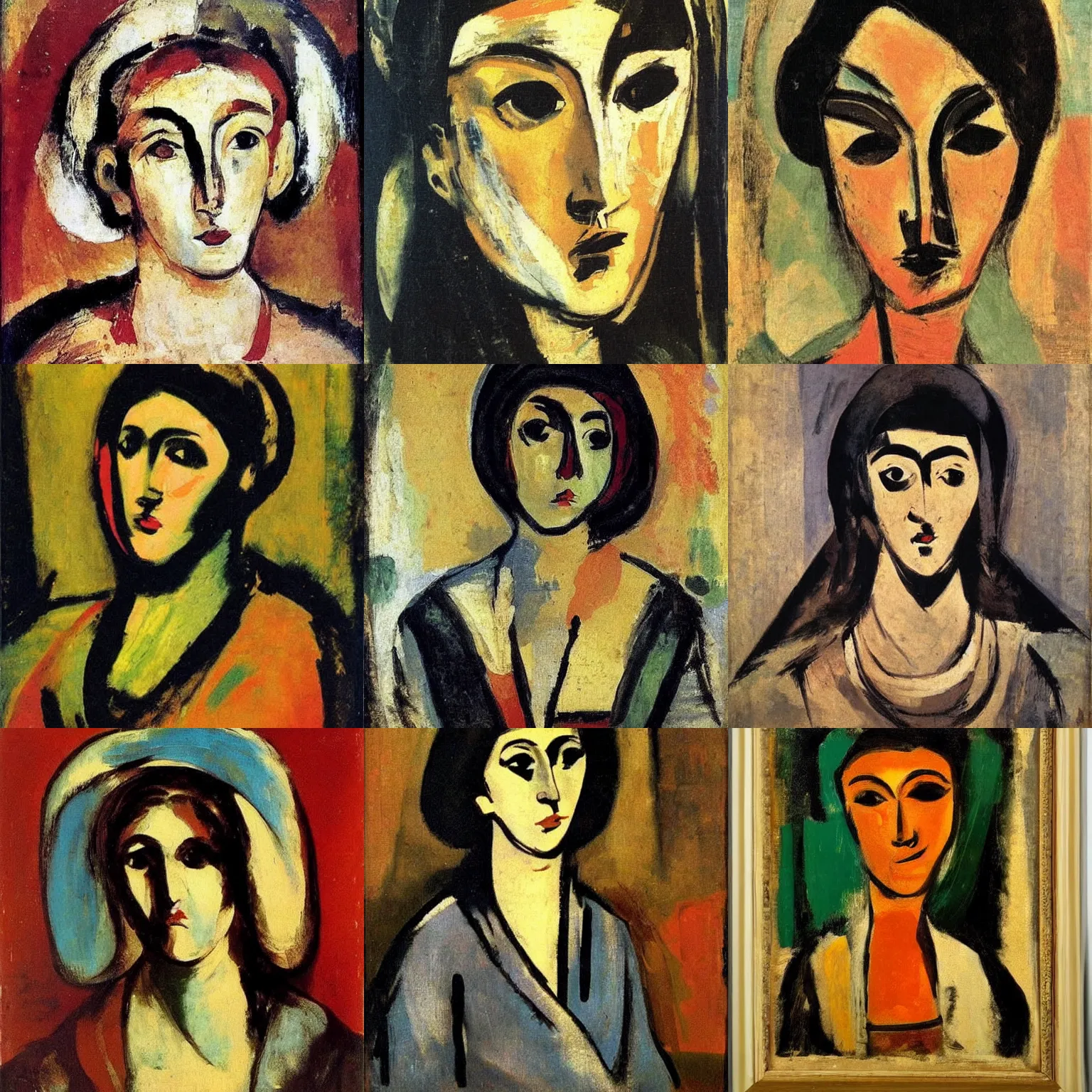 Prompt: beautiful woman portrait, by georges rouault