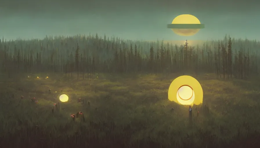 Prompt: mirror hexagons eyes in the sky, blocking the sun, simon stalenhag