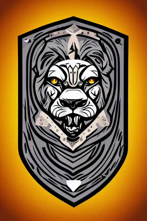 Image similar to Portrait of a lion in a medieval armor, knight, medieval, sticker, colorful, illustration, highly detailed, simple, smooth and clean vector curves, no jagged lines, vector art, smooth