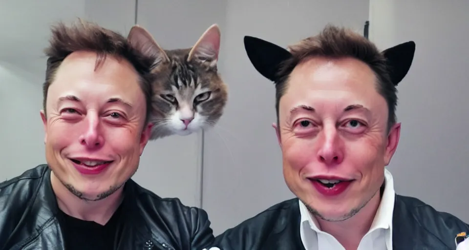 Prompt: anime elon musk with cat ears, cute