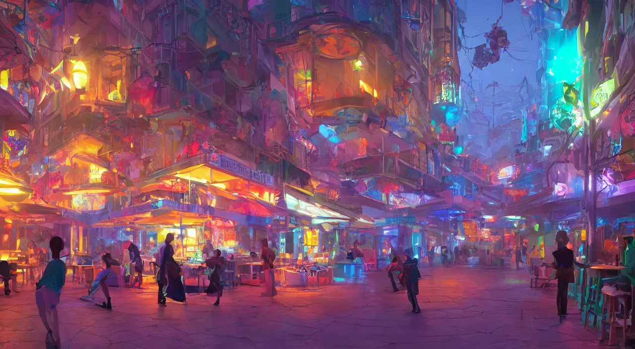 Image similar to bazaar zouk oriantal multicolorful sky shine place mosquet painting stylized digital video game icon global illumination ray tracing 8 k hd resolution, by ilya kuvshinov and cushart krentz and gilleard james