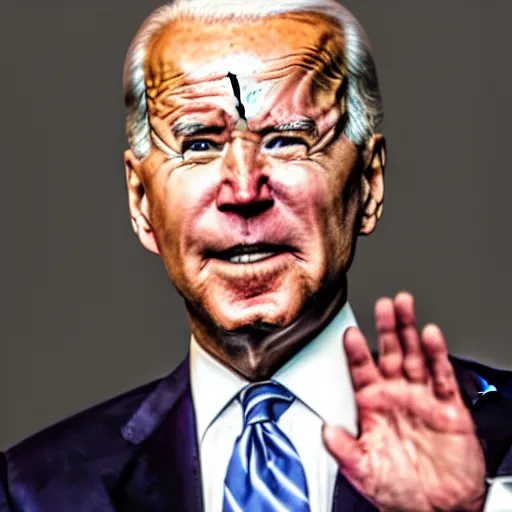 Image similar to joe biden as even emperor with glowing eyes