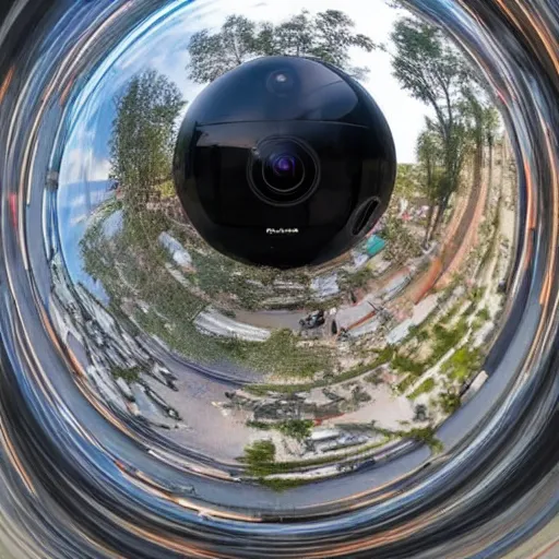 Image similar to someone really really close to 3 6 0 ° camera