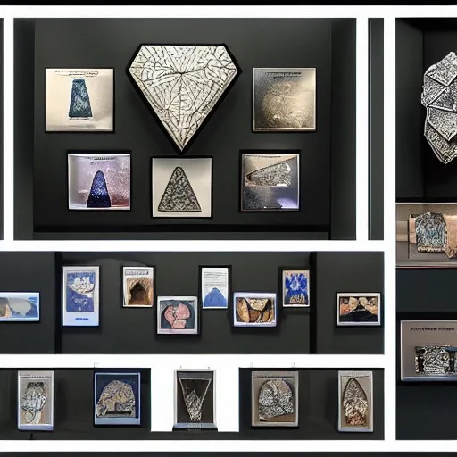 Prompt: diamond fragment museum display