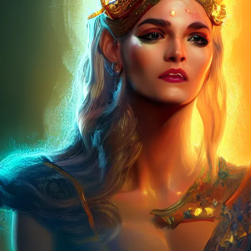 Image similar to portrait of the goddess Artemis, studio lightning, bright colors, intricate, masterpiece, photorealistic, hiperrealistic, sharp focus, high contrast, Artstation HQ, DeviantArt trending, 4k UHD, Unreal Engine 5