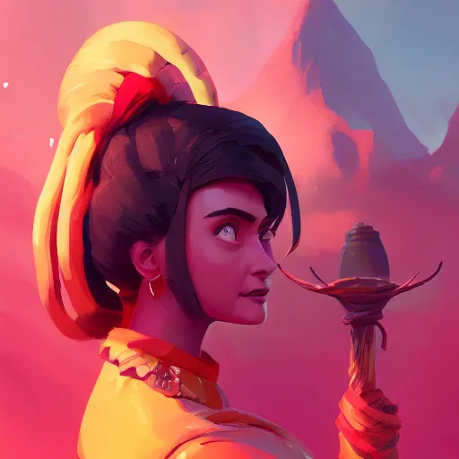 Image similar to profile portrait, maya ali mage, gloomhaven, dynamic lighting, gaudy colors, octane render aesthetic, matte painting concept art, official fanart behance hd artstation by jesper ejsing, by rhads and makoto shinkai and lois van baarle and ilya kuvshinov and rossdraws