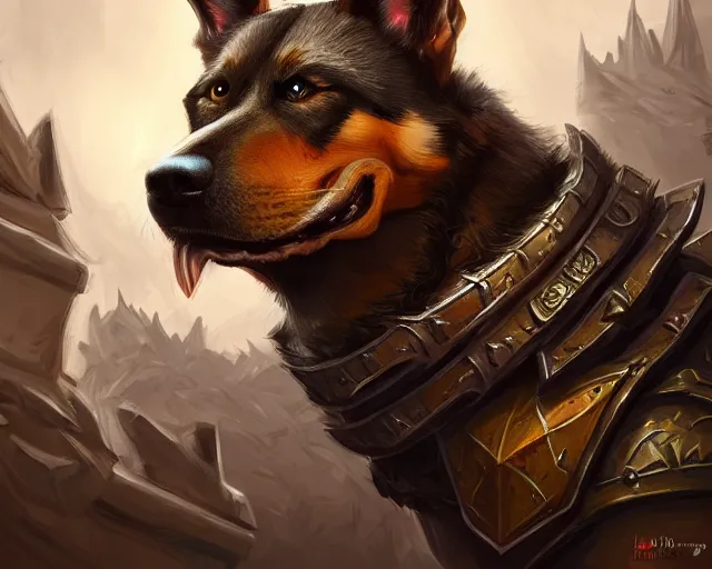 Image similar to attack dog k - 9 unit, deep focus, d & d, fantasy, intricate, elegant, highly detailed, digital painting, artstation, concept art, matte, sharp focus, illustration, hearthstone,