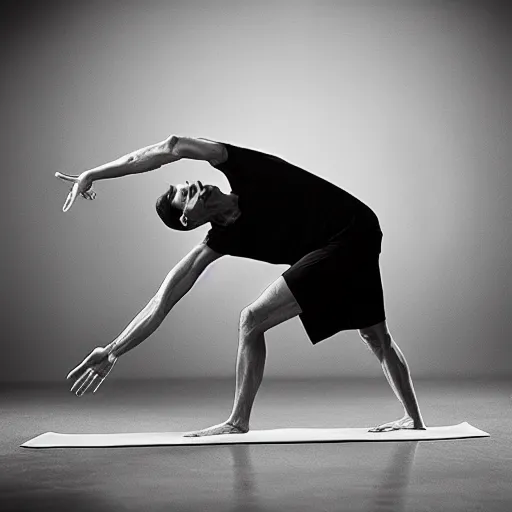 Image similar to portrait of nosferatu doing yoga, sport photography