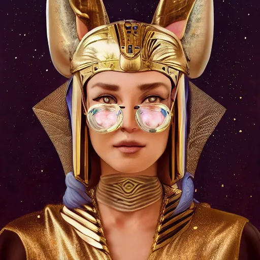 Prompt: Portrait of a cat dressed as a Pharaoh, moon in the background, intricate, elegant, highly detailed, digital painting, artstation, concept art, smooth, sharp focus, illustration, art by artgerm and greg rutkowski and alphonse mucha