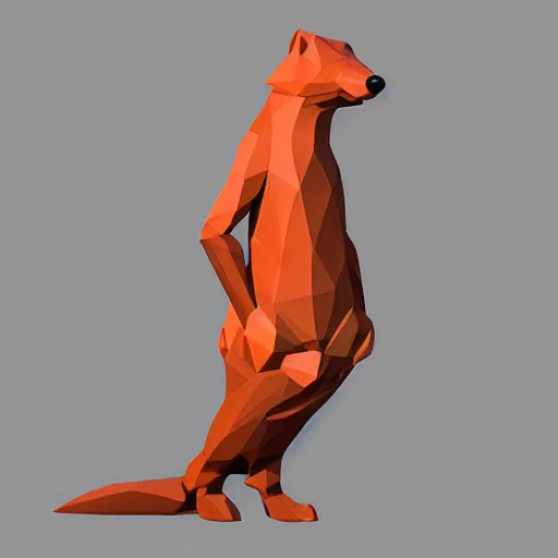 Prompt: weasel, low poly, artstation, neon