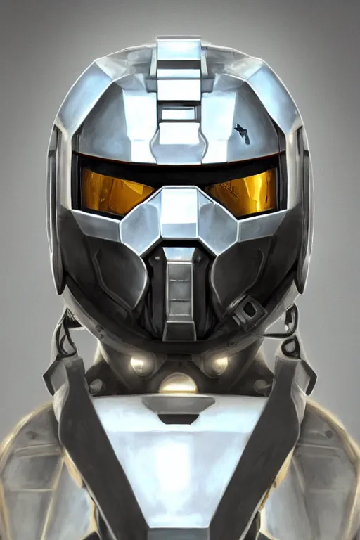 Image similar to robot ninja mask helmet halo master chief radiating a glowing aura global illumination ray tracing hdr fanart arstation by ian pesty and katarzyna da „ bek - chmiel